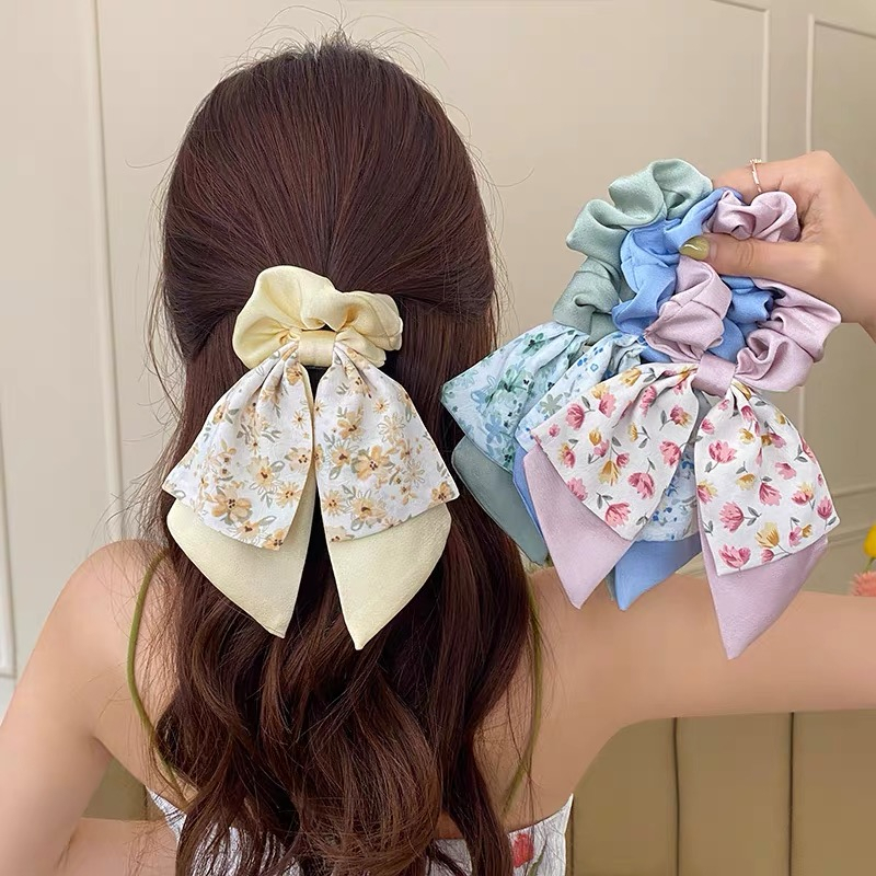 spring scrunchie / ikat rambut pita kain satin korea / scrunchie kunciran rambut anak perempuan wanita dewasa