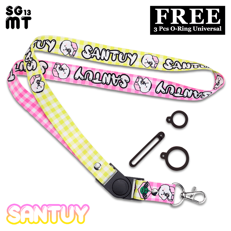 Lanyard ID Card Holder Name Tag HP Lanyard Full Printing FREE 3 Pcs Oring Santuy Pink