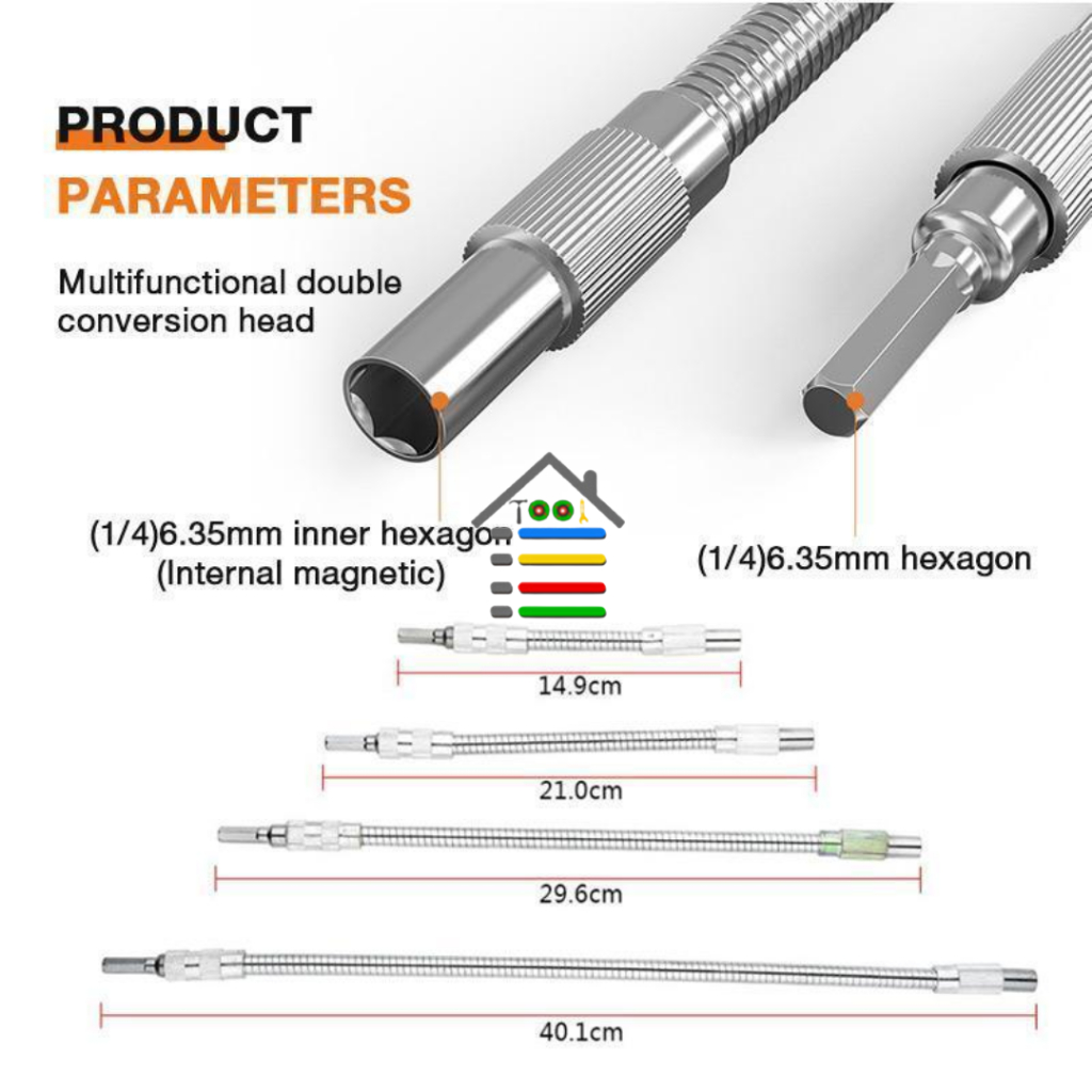 FLEXIBLE SAMBUNGAN 1/4 KEPALA MATA BOR OBENG HEX SCREWDRIVER EXTENTION STAINLESS holder