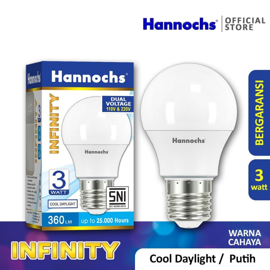 Hannochs Lampu LED Infinity 3 Watt Cahaya Putih