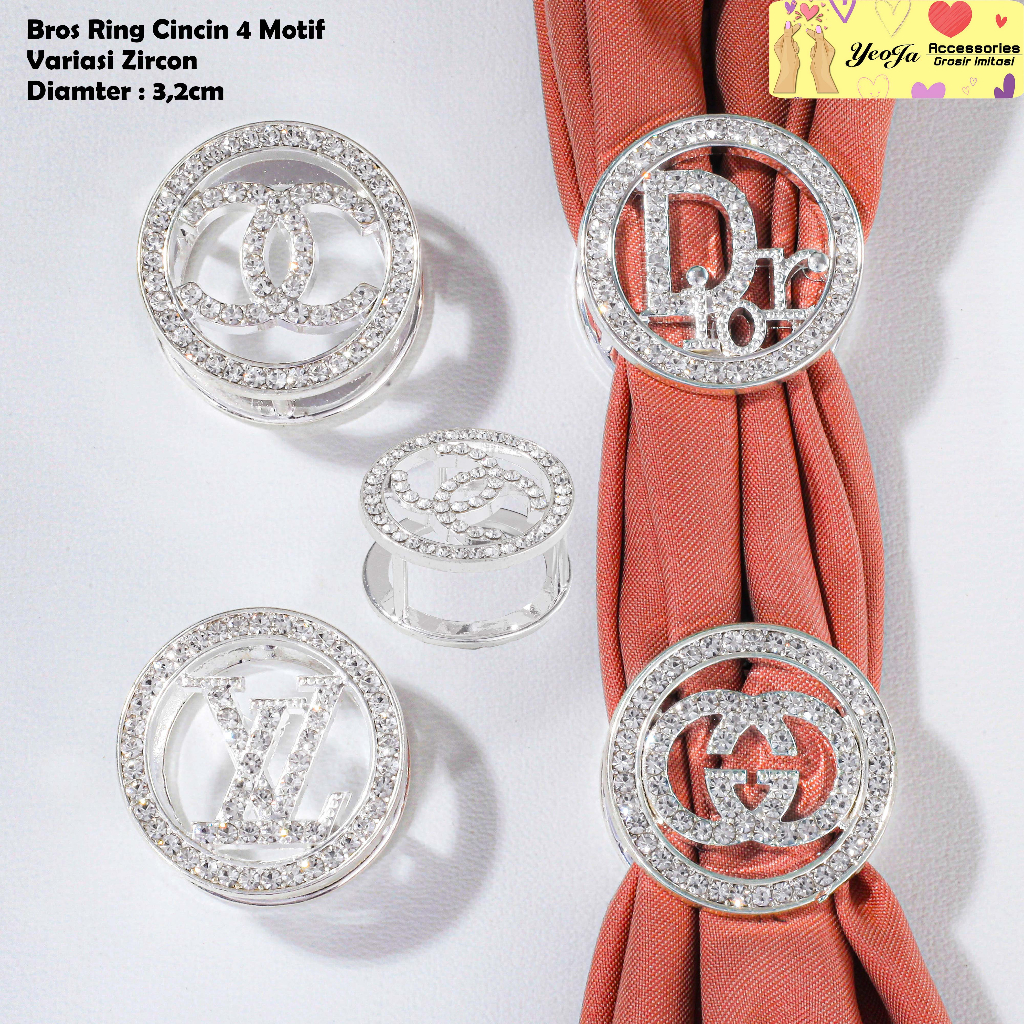 Bros / Ring / Cincin / Hijab / Syal / 4 Motif Variasi Zircon Mutiara