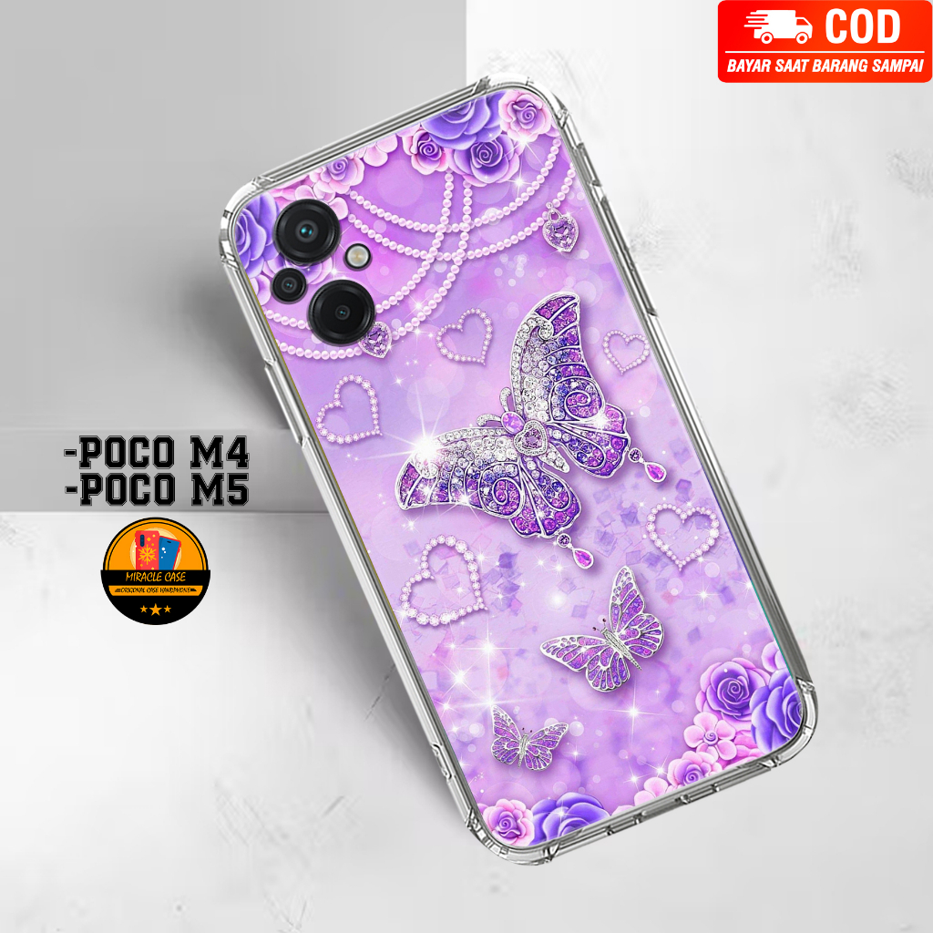 Case POCO M4 / POCO M5 - Casing POCO M4 / POCO M5 Terbaru 2023 MIRACLE CASE [ BUTTERFLY ] Silikon PO