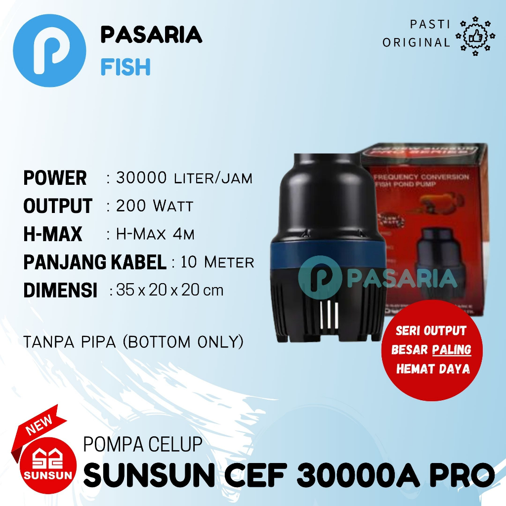 SUNSUN CEF30000/CEF 30000 liter per jam Pompa Celup 30000lph Kolam/Tambak Hemat Daya