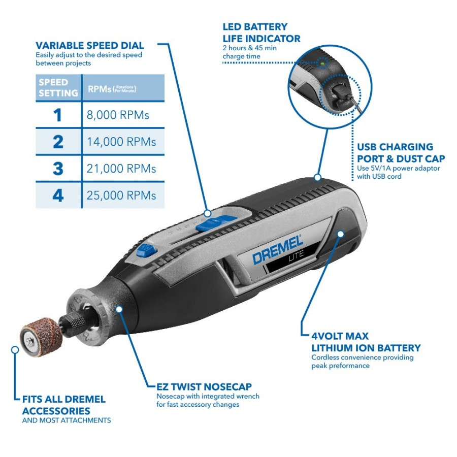 DREMEL 7760-15 Cordless Rotary Tool Set / 7760 Mesin Rotari Nirkabel