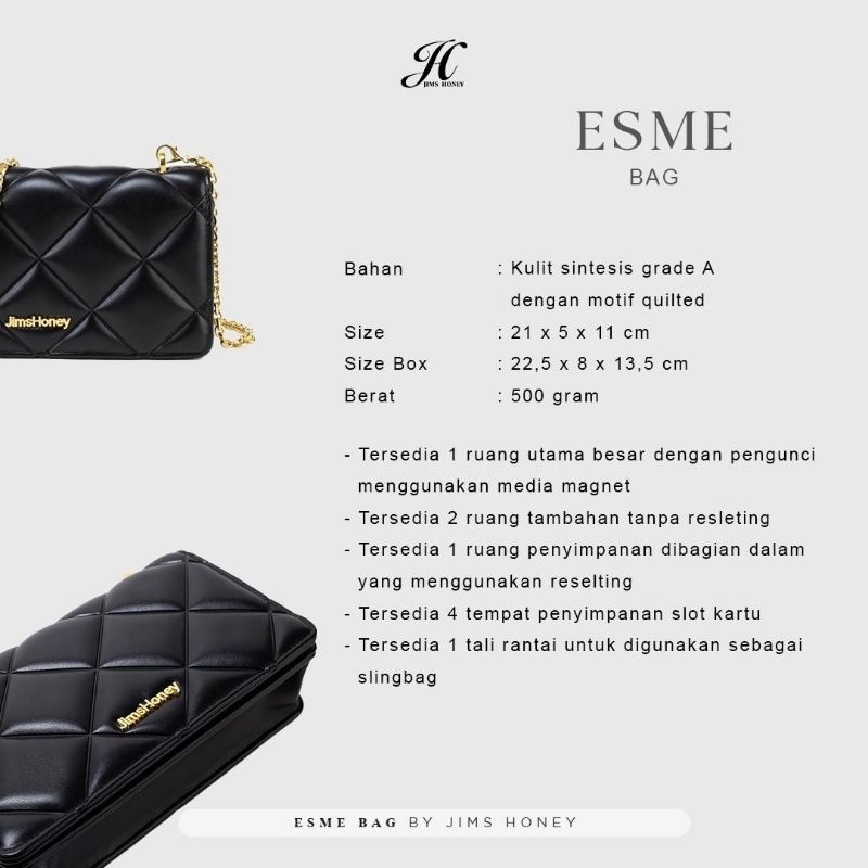 ESME BAG JIMS HONEY ORI TAS BAHU SELEMPANG WANITA IMPOR FASHION CEWEK KOREA SLING CROSS HAND JINJING