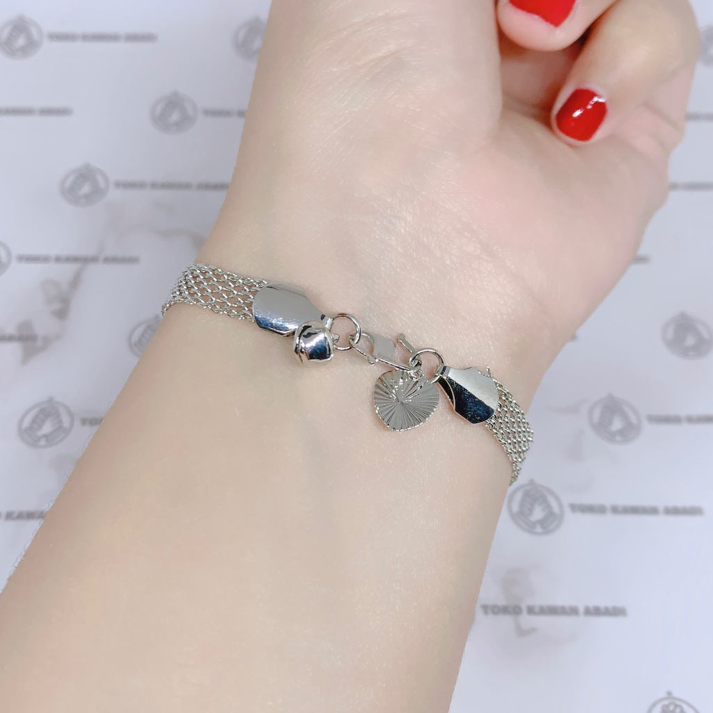 Xuping Silver Gelang Tangan Model Rantai Motif Silang Perhiasan Wanita *44