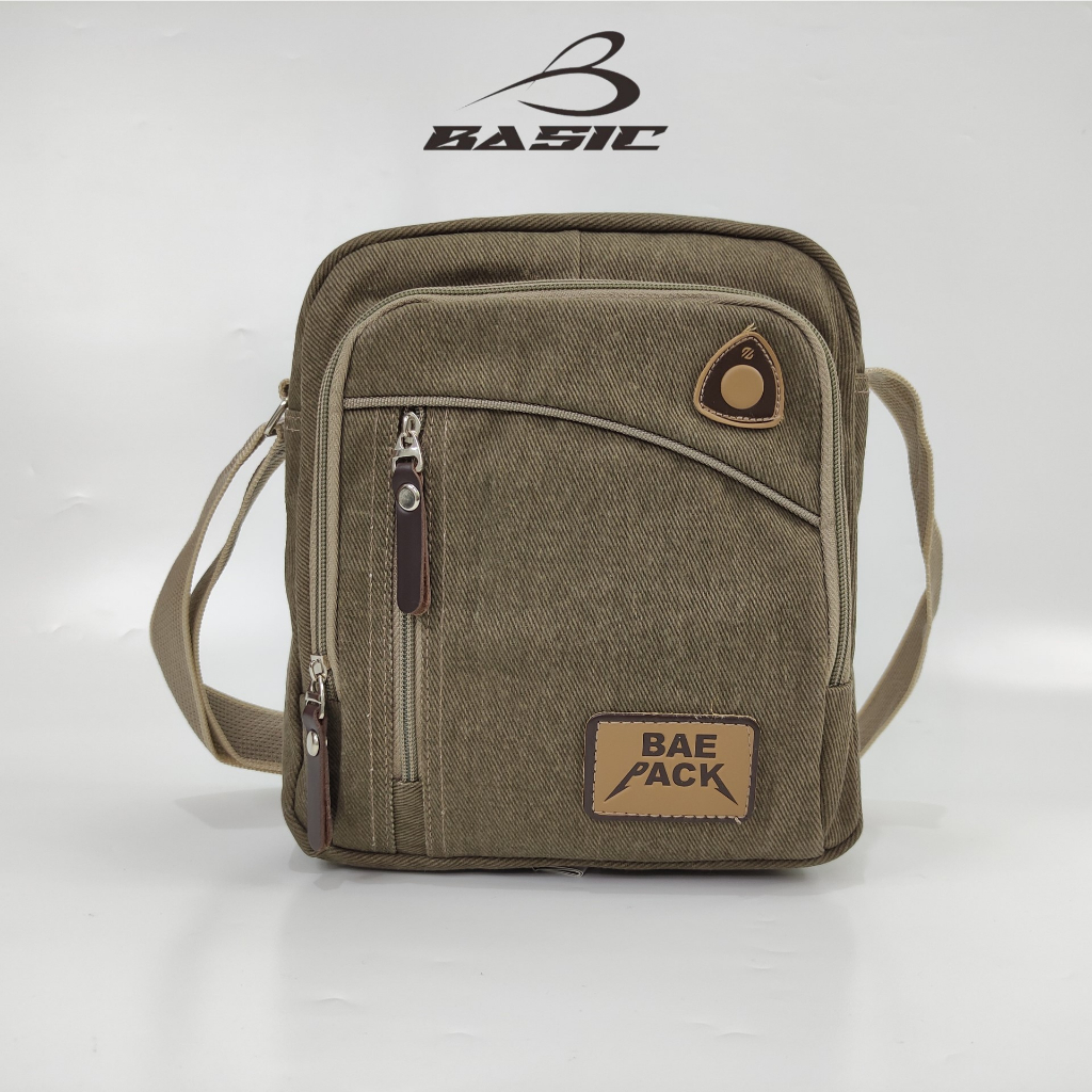 Baepack Tas Selempang kanvas Cowok Brandon Khaki Original Baepack/ Tas Bahu Canvas Cowok  / Tas Kanv