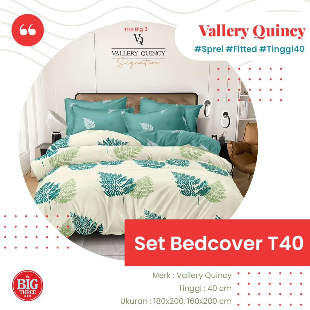 VALLERY SIGNATURE Bedcover + Sprei 180x200 / 160x200 Tinggi 40 Motif Alto Claren Palma Gerald Lonia 