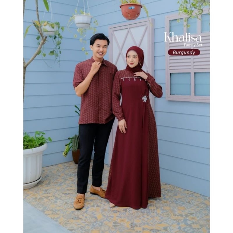 khalisa Family set ori by bbc collection burgundy dress ibu anak couple