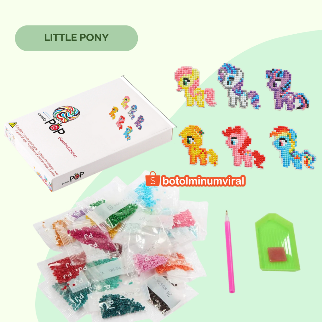 Sticker Diamond DIY Sparkle Gem Superhero Little Pony Animal Cutie Pop Stiker Lucu Korea Kartun