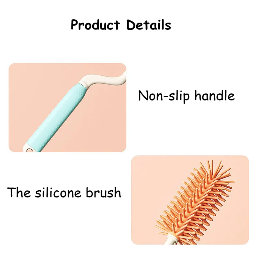 BPA Free Food Grade 360 Rotating Silicone Baby Bottle Brush For Pumping Supplies Bottle Nipple Straw Parts Cleaning