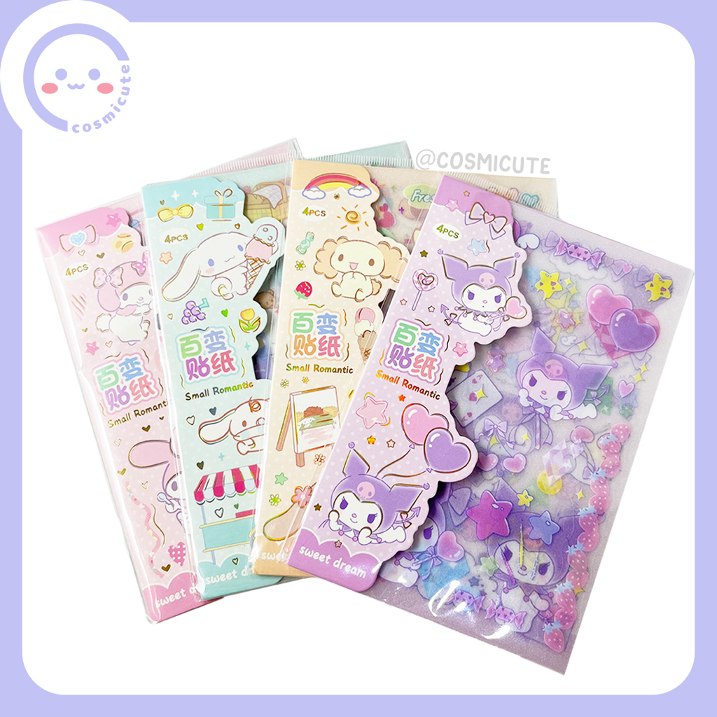 

Stiker Sanrio isi 4pcs Glitter transparent plastic / sticker decorative / stiker aesthetic