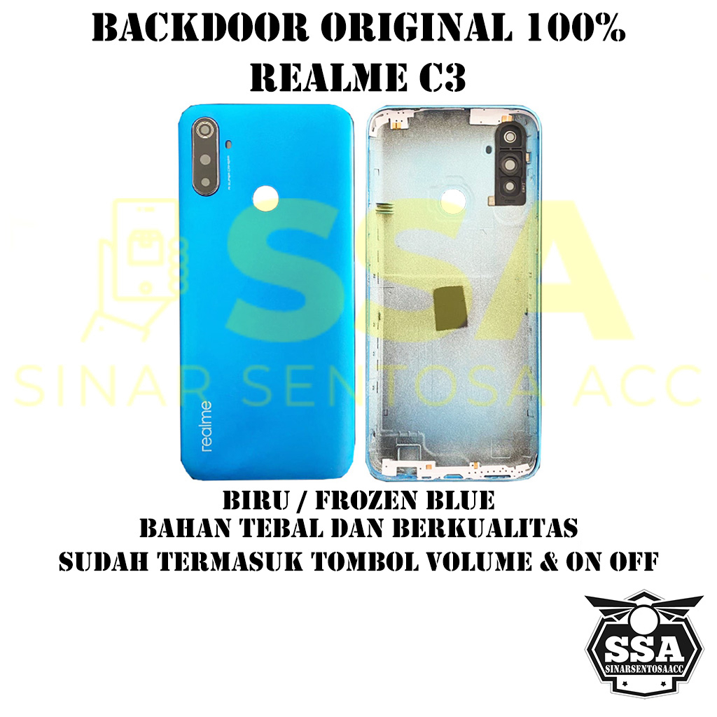 Backdoor Original 100% Realme C3 Tutup Baterai Tutup Belakang Backcover Back cover Real Me C 3 RealmeC3