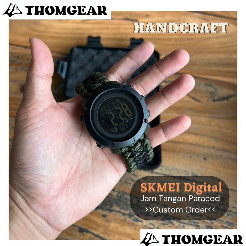 Jam Tangan Pria Skmei Digital DG 1434 Custom Strap Paracord Trilobite Stitch Buckle Tactical Survival Watch Thomgear Paiton Probolinggo