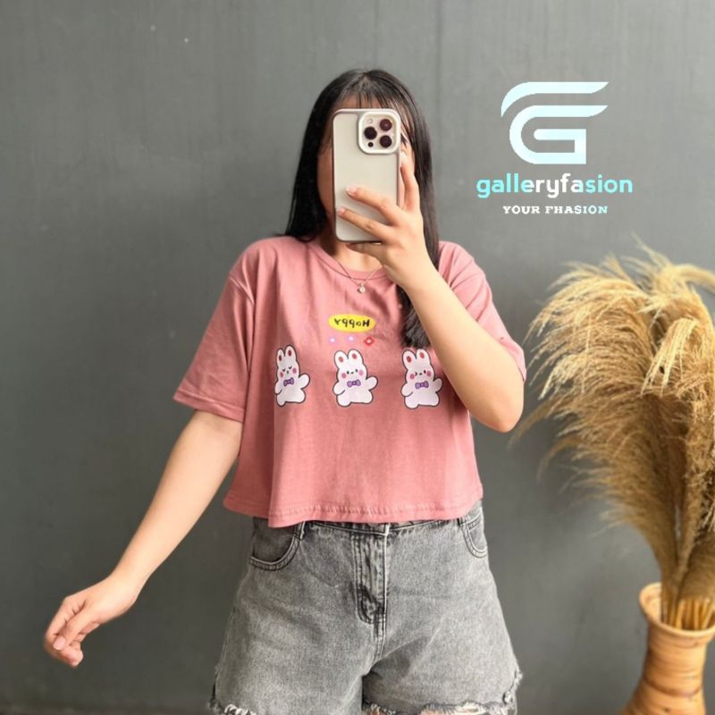 KAOS CROPTOP DUSTY ROSE ONECK COTTON OVERSIZE | ATASAN WANITA