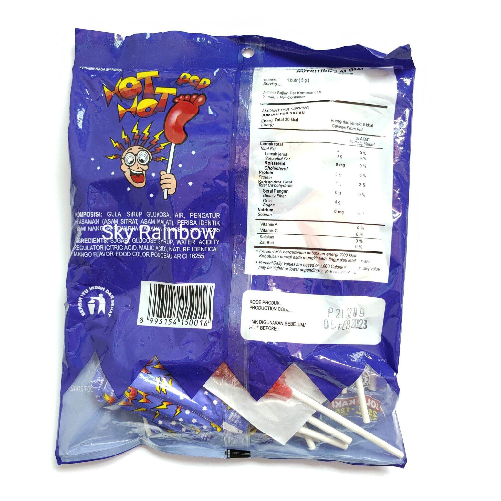 PERMEN JADUL HOT HOT POP 1 PACK ISI 25 PCS / PERMEN KAKI SNACK PERMEN HOTHOT