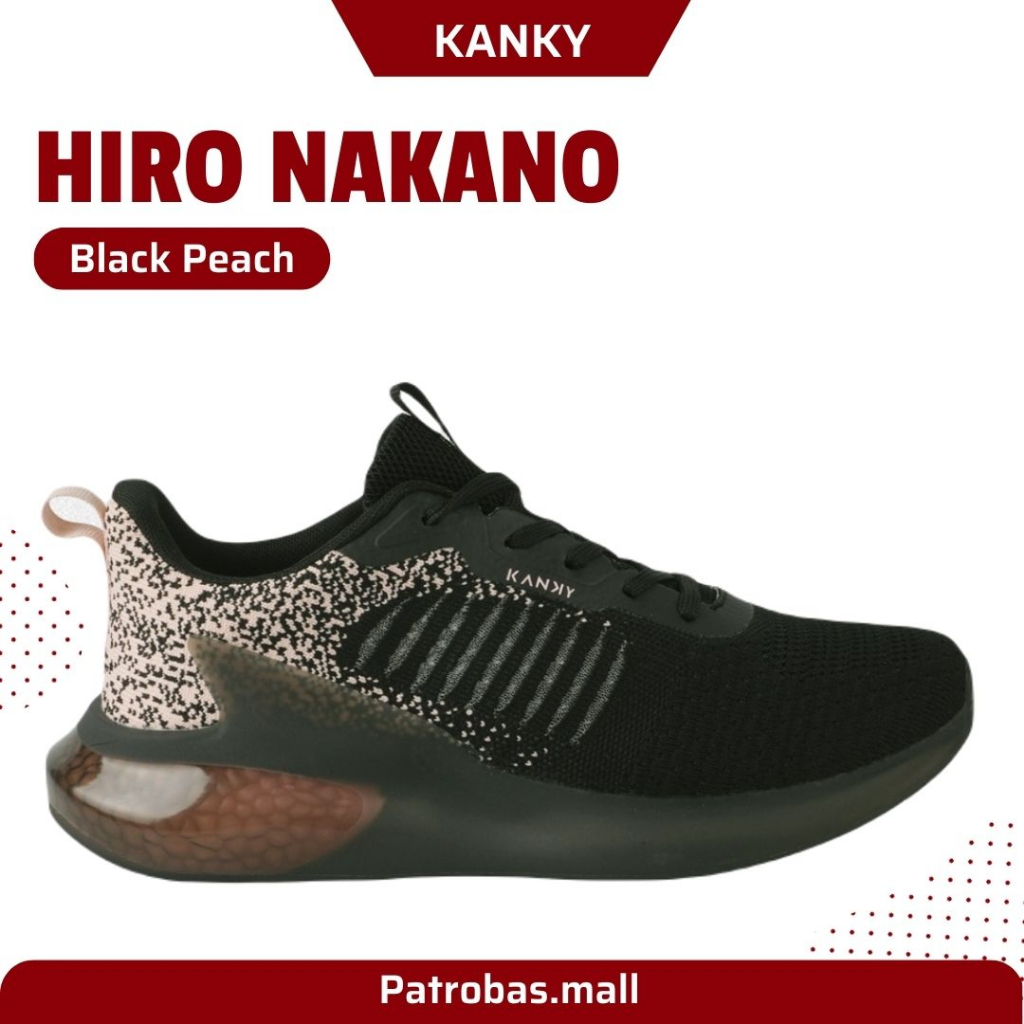 KANKY HIRO NAKANO Black Peach Original - Sepatu Sneakers Casual Sport Sekolah Wanita Dewasa Hitam