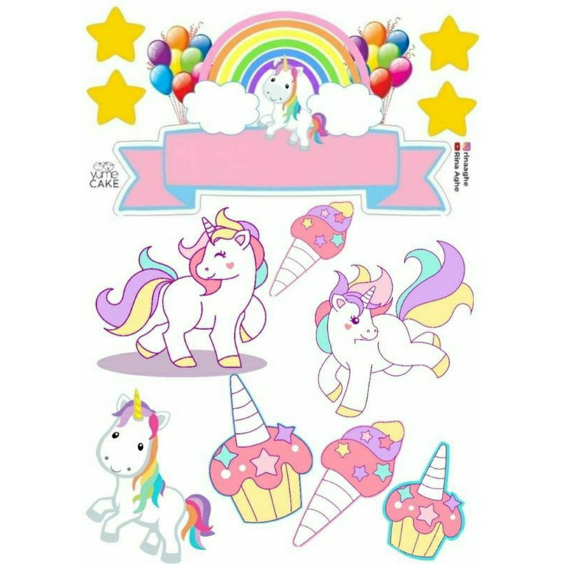 Topper cake kue unicorn bisa custom nama dan ucapan