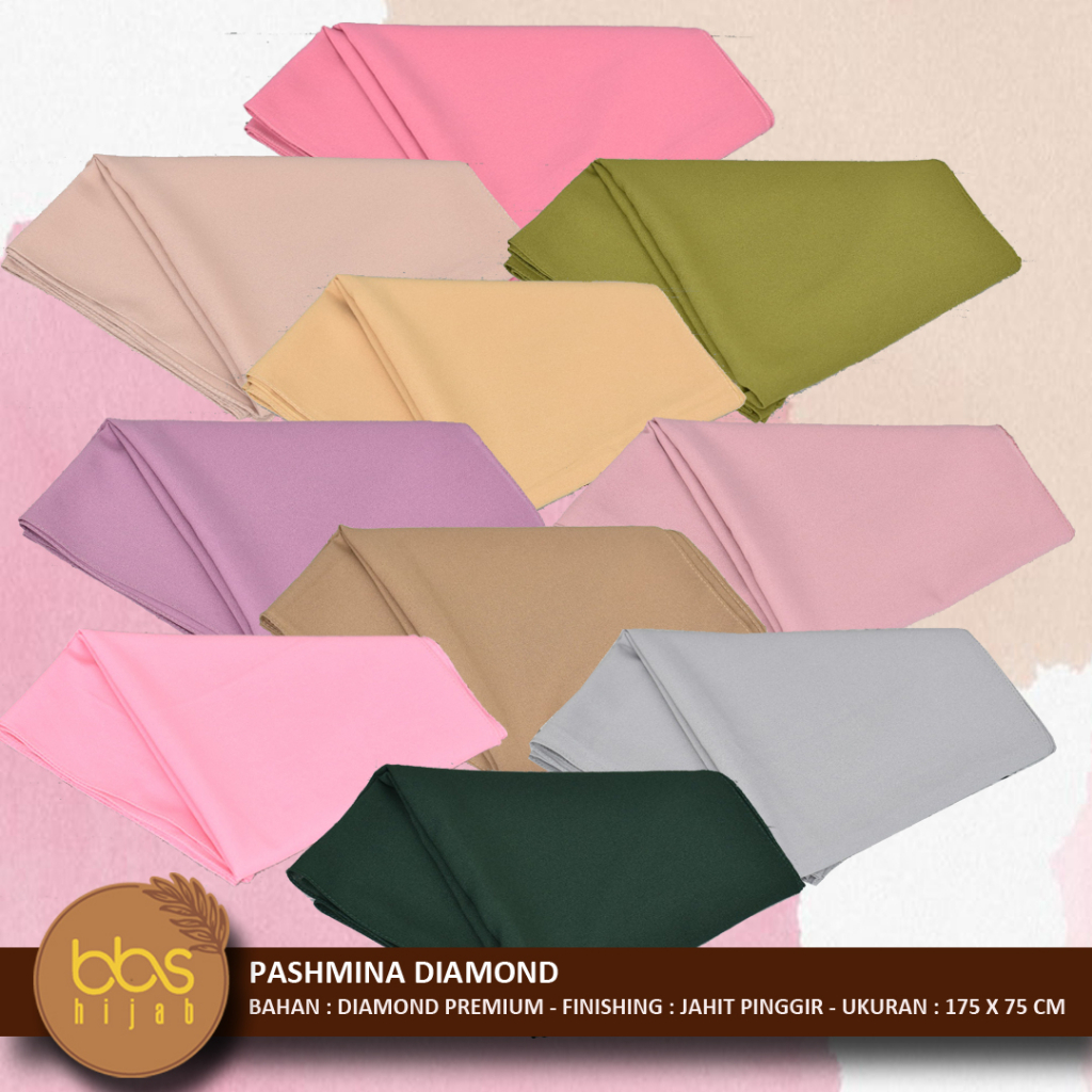 PASHMINA DIAMOND PREMIUM PASHMINA DIAMOND CREPE JAHIT PINGGIR PASHMINA DIAMOND ITALIANO POLOS PASHMINA SABYAN