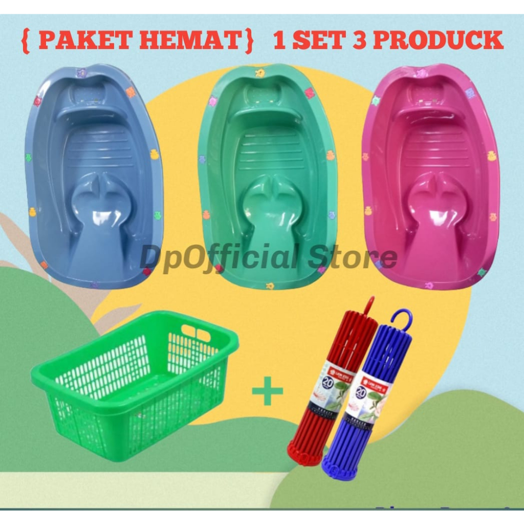 [BISA COD] 1 SET 3 PRODUCK/BAK MANDI BAYI/KERANJANG BAJU/FOLDING REIVO 20 STIK/PAKET HEMAT