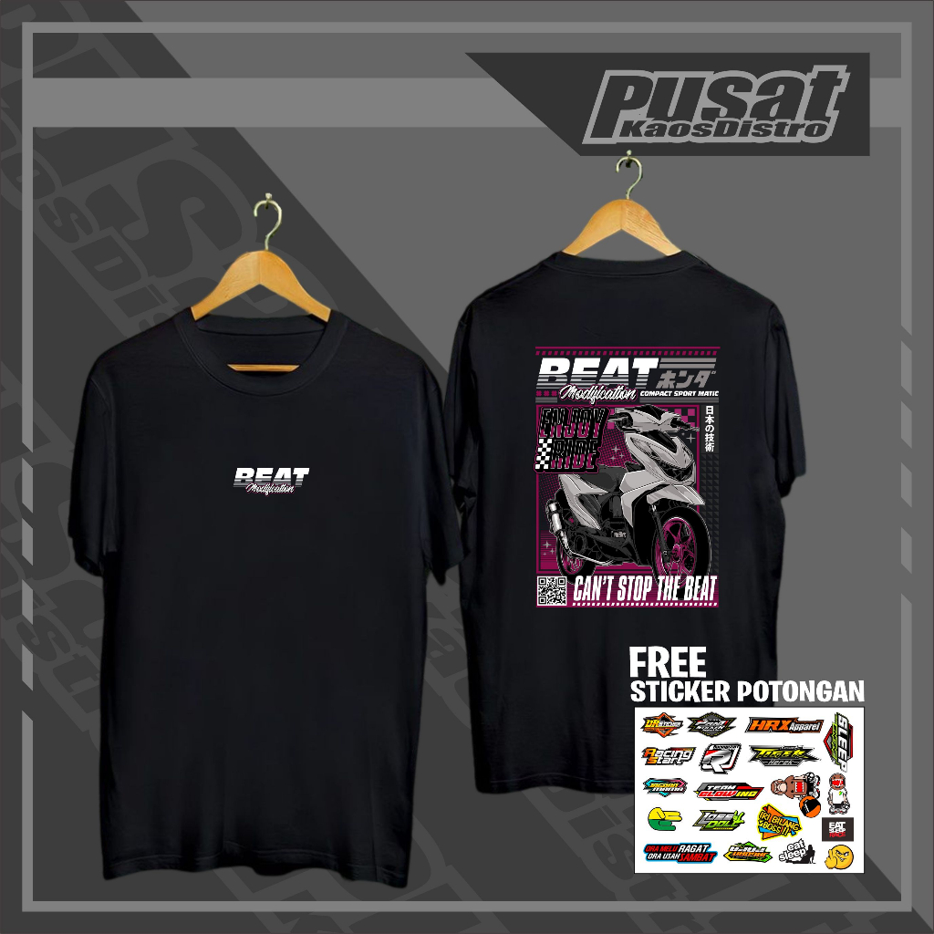 KAOS RIDER // Kaos BEAT Enjoy Ride Variasi Tulisan Jepang Desain Custom Free Sticker Pack