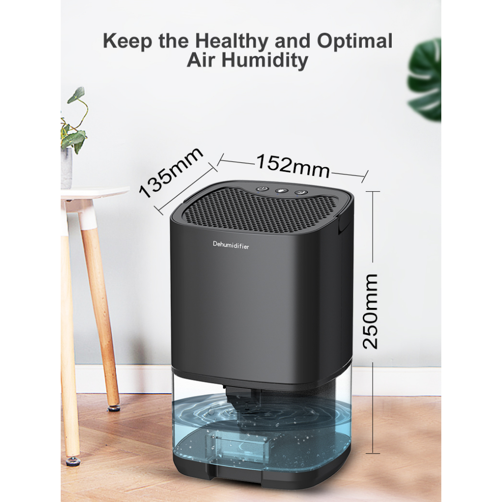 Dehumidifier 2 in 1 Moisture Absorber Anion Purification 1 L - H2102 - Black