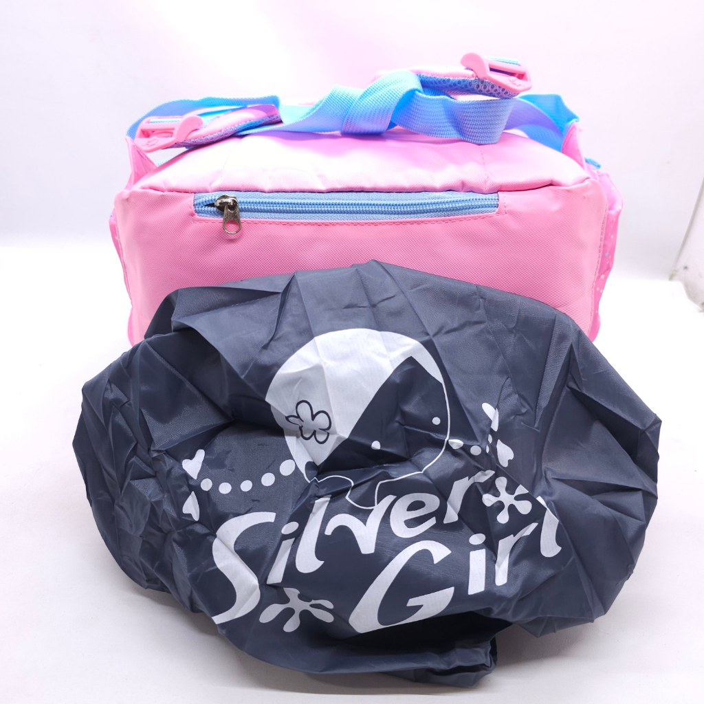 TAS SILVER GIRL GLITTER BAHAN PARASUT 18 INCHI ORIGINAL MURAH BARU / TAS SEKOLAH CEWEK ALTO SILVERGIRL 18 INCHI MURAH + JAS HUJAN / RANSEL SEKOLAH PEREMPUAN ALTO GIRL SILVER GIRL + ACCESORIES / TAS SEKOLAH IMPORT SILVER GIRL AWET KUAT PARASUT MURAH ORI