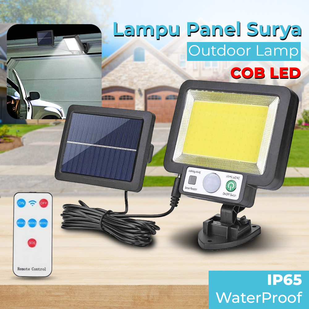 Lampu Dinding Solar Sensor PIR Weatherproof 1000LM Cool White - JX-F108 - Black