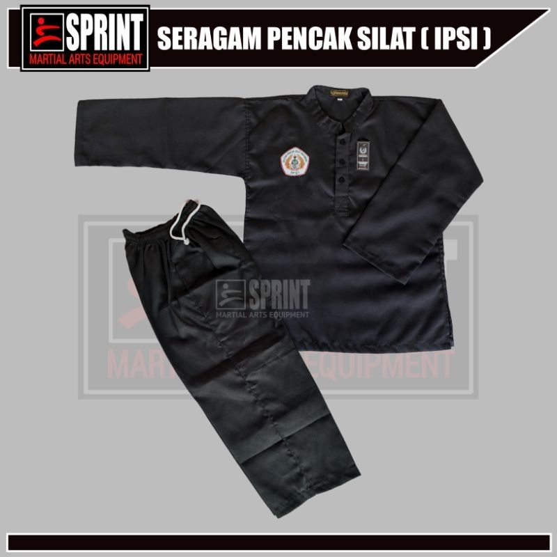Baju Seragam Pencak Silat Standar IPSI Pemula / Sakral Silat Hitam Anak / Dewasa