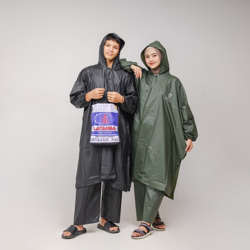 jas hujan ponco lengan full pres/kelelawar dewasa pria full pres Anti rembes