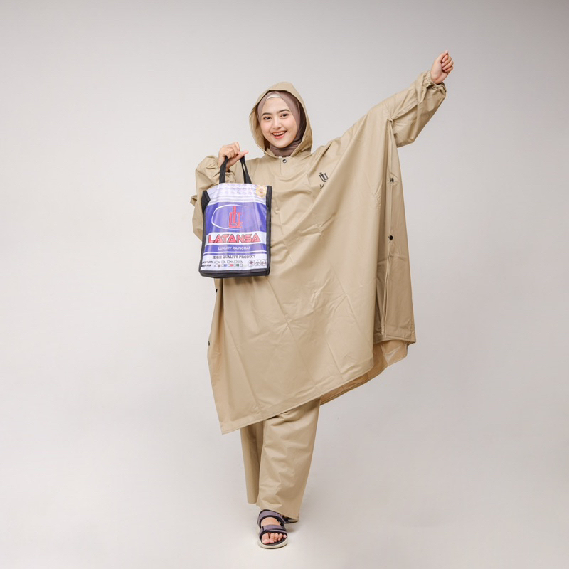 jas hujan ponco lengan full pres/kelelawar dewasa pria full pres Anti rembes