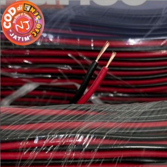 (PER METER) Kabel 2x14 Double Serabut NYZ 2x14. dia 2mm. Merah Hitam .KABEL ARUS DC