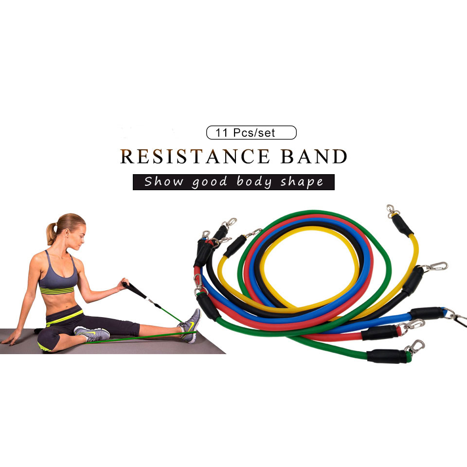 TaffSPORT Set Tali Stretching Resistance Band 11 PCSset - YR2-11 - Black