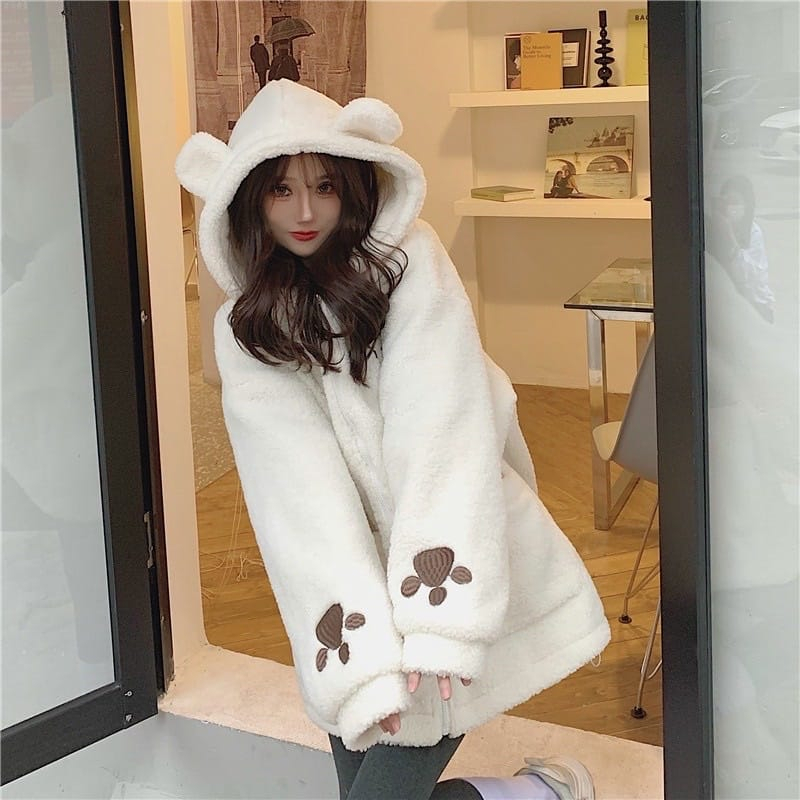 BORDIR ✔ SHERVA CUTE BEAR JACKET WANITA KOREAN STYLE TERBARU - JAKET WANITA BULU