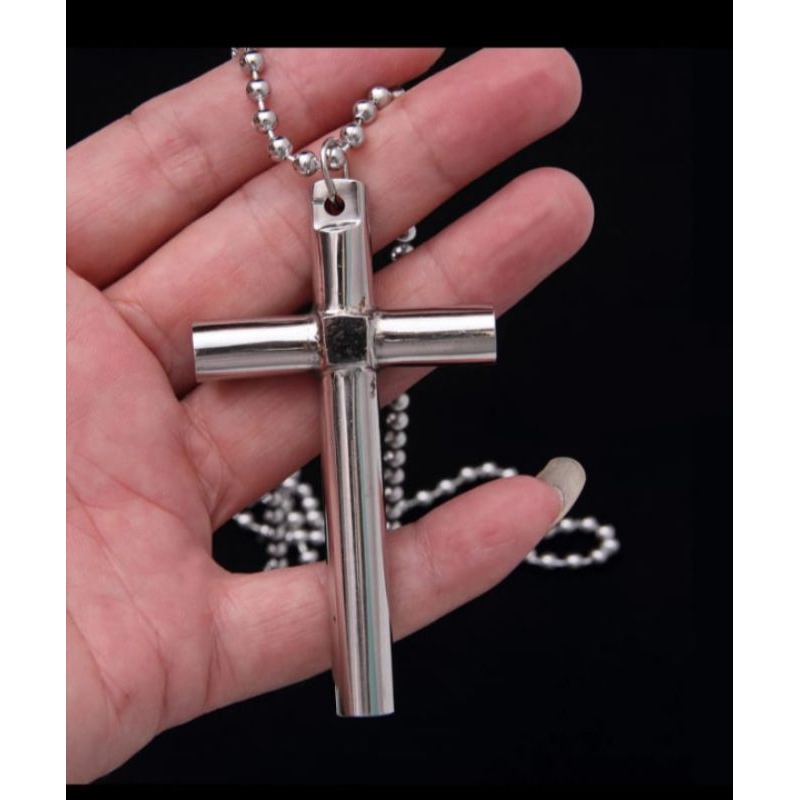 KALUNG SALIB BAJA PUTIH ASLI