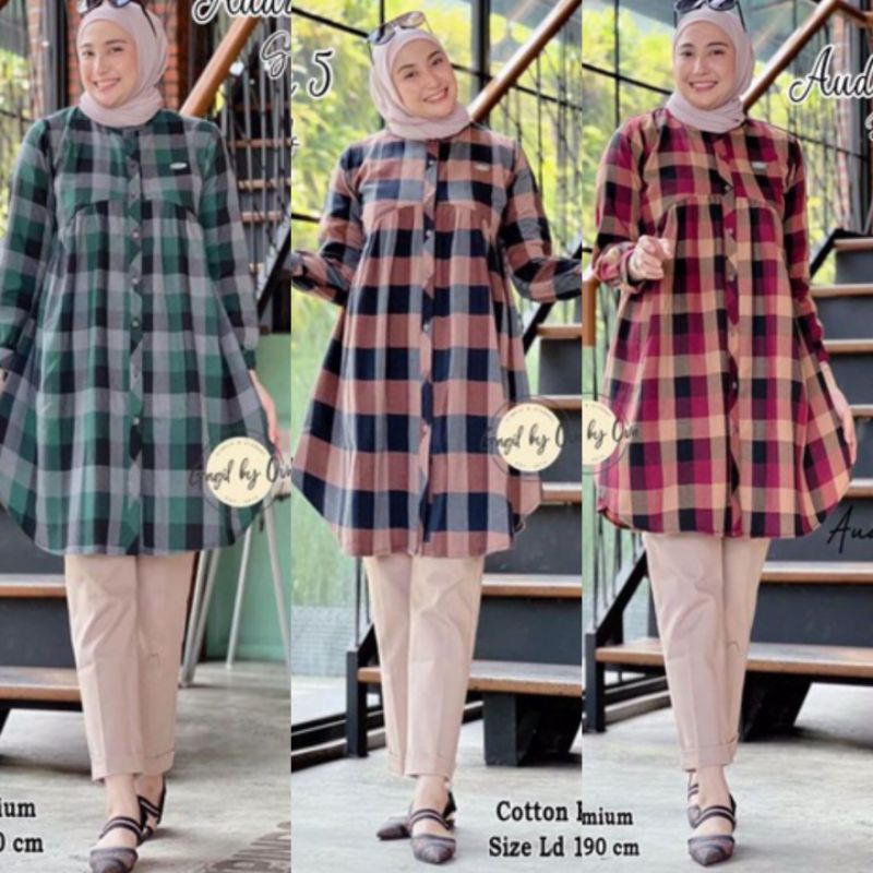 FLANEL IMPORT  TUNIC JUMBO KOTAK /FLANEL TUNIC OVEZISE LENGAN WHUDU FRENDLY