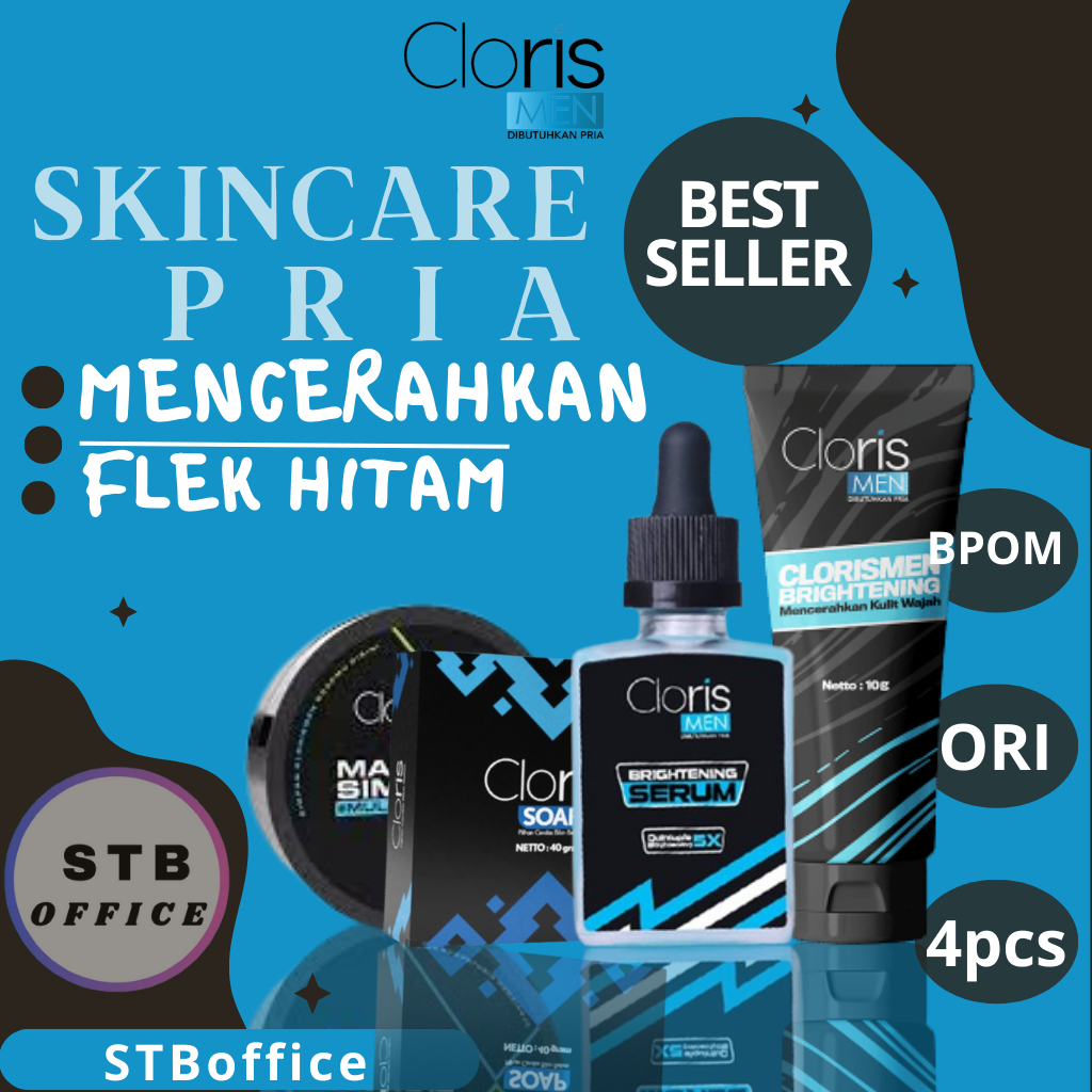 Clorismen Skincare Paket Brightening Sabun Perawatan Pembersih Pemutih Wajah Pria Penghilang Flek Hitam Muka Cowok