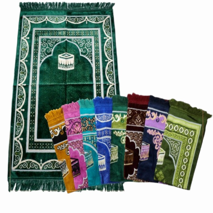 Sajadah Turkey Turki Ukuran Dewasa 70x110 cm Bahan Beludru Peralatan Sholat