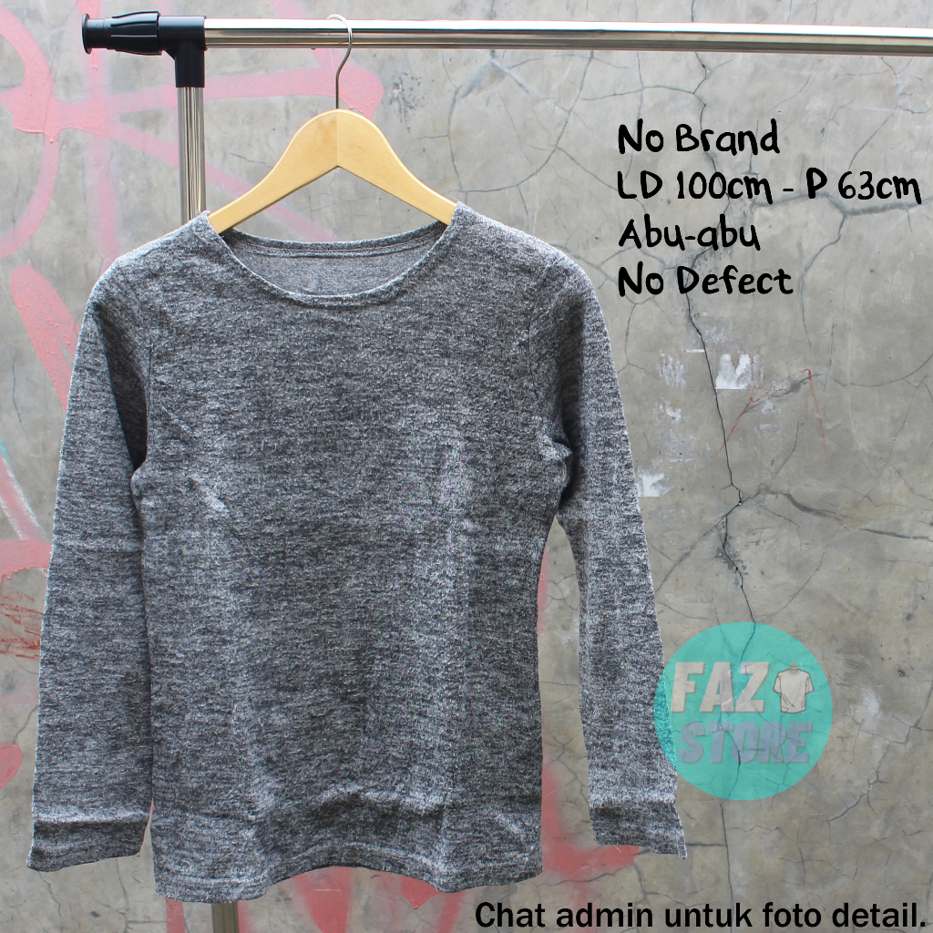 Atasan Wanita Lengan Panjang Kaos Abu-abu Tua