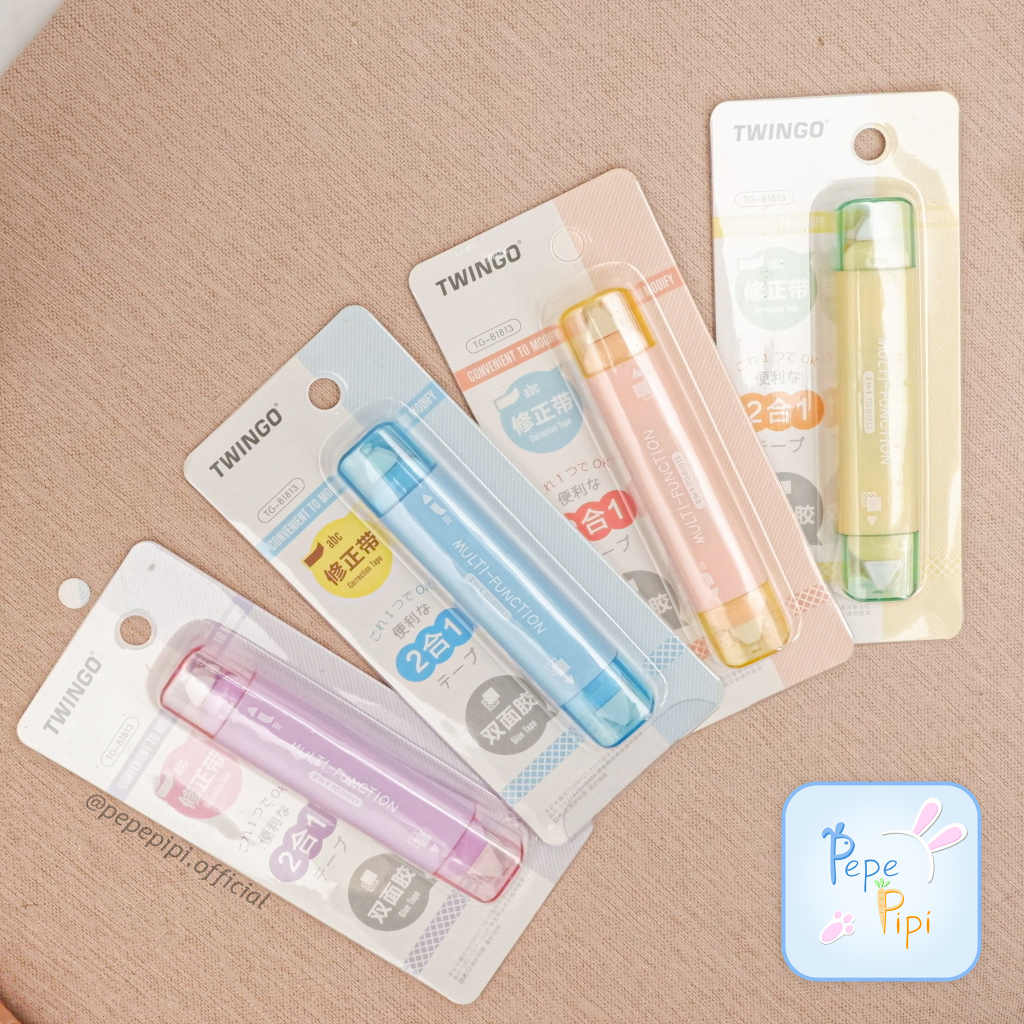 Tip-X Kertas &amp; Lem Twingo Multi-Function TG-B1813 2in1 2 in 1Glue Tape Lem Kertas Correction Tape Tip x Tipex Kertas Tip-Ex Penghapus Pulpen Tipe X