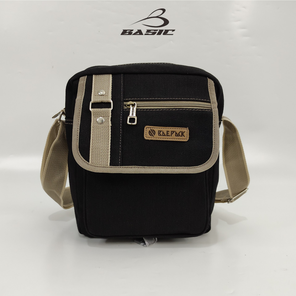 Baepack Tas Selempang kanvas Cowok Hanzo Hitam Original Baepack / Tas Bahu Canvas Cowok  / Tas Kanva