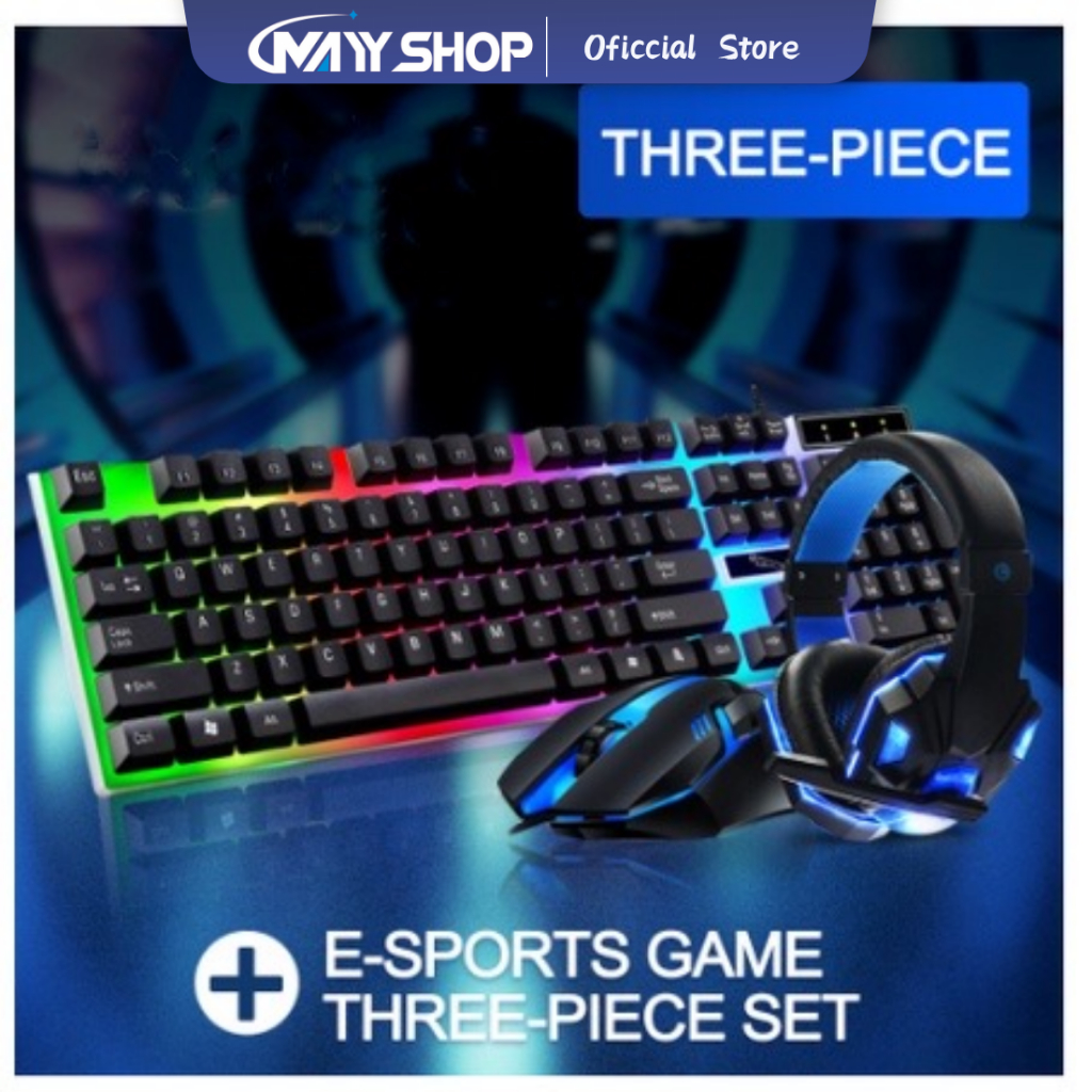 Keyboard gaming and mouse set+headset headphone gaming combo paket E-sports game/