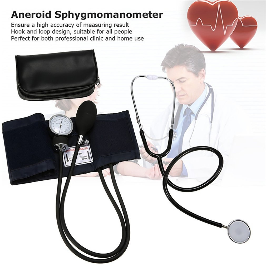 Aneroid Sphygmomanometer Set Stetoskop Pengukur Tekanan Darah Manual &amp; Pengukur Tekanan Darah