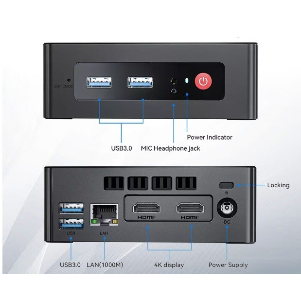 Mini PC Beelink GK35 Pro J4105 W10 Pro - 8Gb/256Gb
