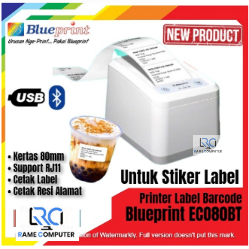 Printer Label Thermal 80mm BLUEPRINT ECO80BT USB + Bluetooth