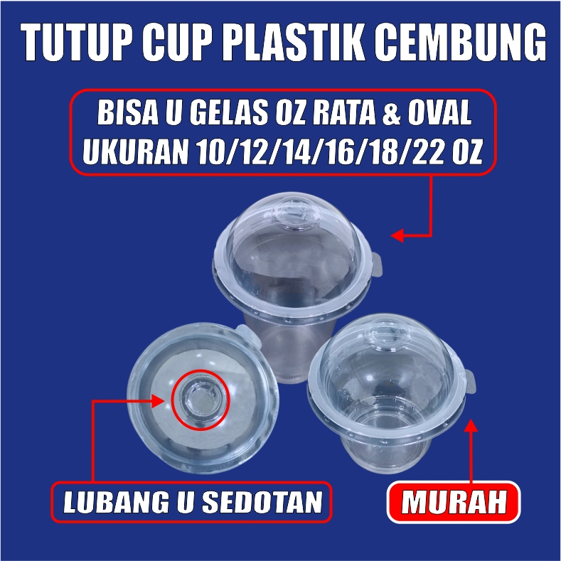 Lid Tutup Cembung Per Dus Untuk Gelas Plastik Oz Oval Rata Murah