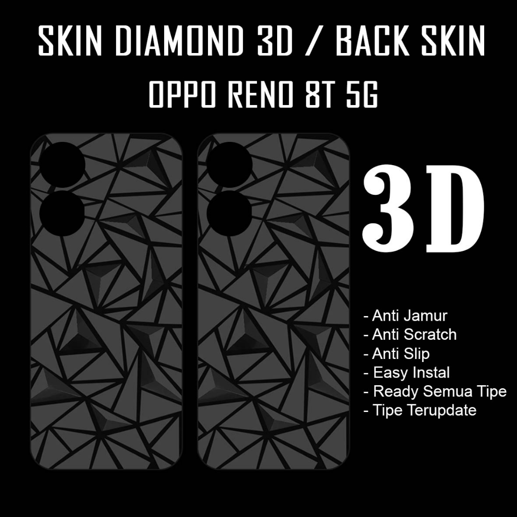 Skin Diamond 3D / Skin Carbon 3D Oppo Reno 8T 4G Oppo Reno 8T 5G Antigores Belakang 3D Oppo Reno 8T 4G Oppo Reno 8T 5G