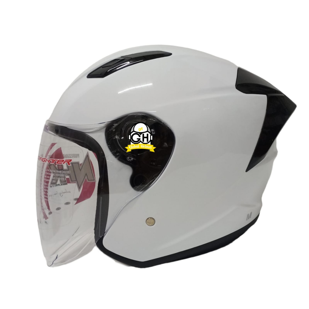 NHK HELM R1 ELITE SOLID WHITE SINGLE VISOR HALF FACE NHK ELITE