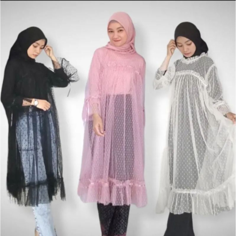WiNdI-Tile Tunik Polkadot Outer wanita