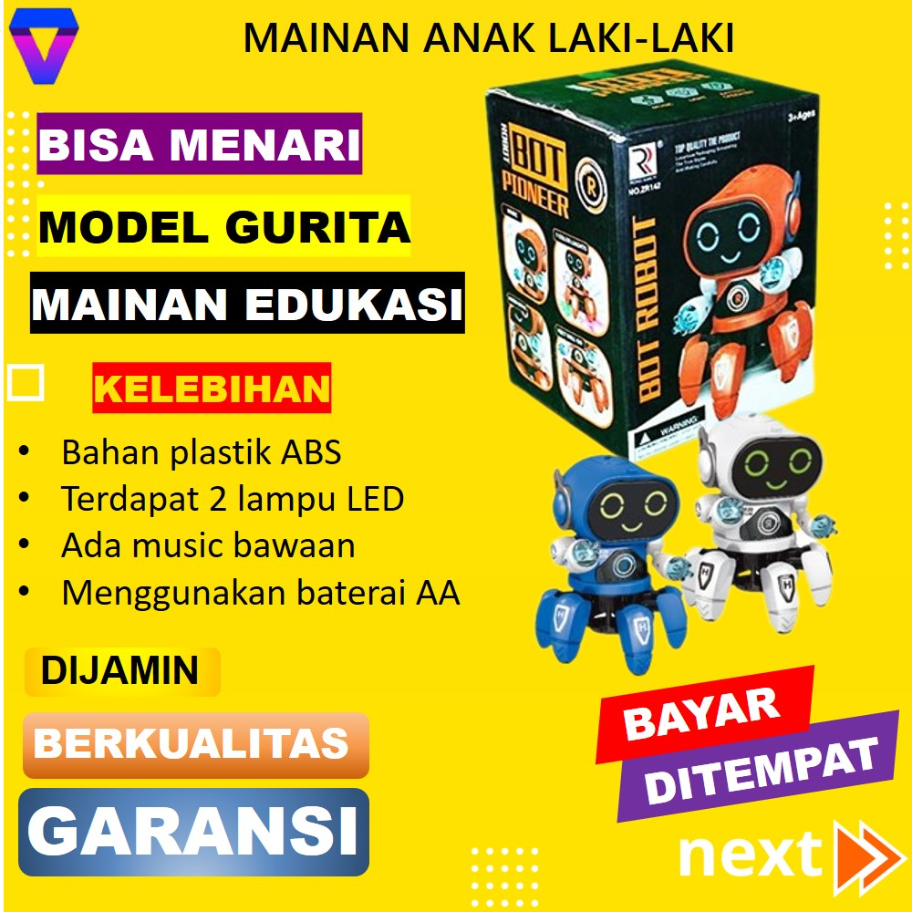 ROBOT MAINAN ANAK ANAK LAKI-LAKI 2-7 TAHUN BISA BERGERAK MAINAN ROBOT JOGET BUNYI MAINAN EDUKASI ANAK PEREMPUAN MURAH BOT PIONNER OCTOPUS DANCING WITH MUSIC JS186